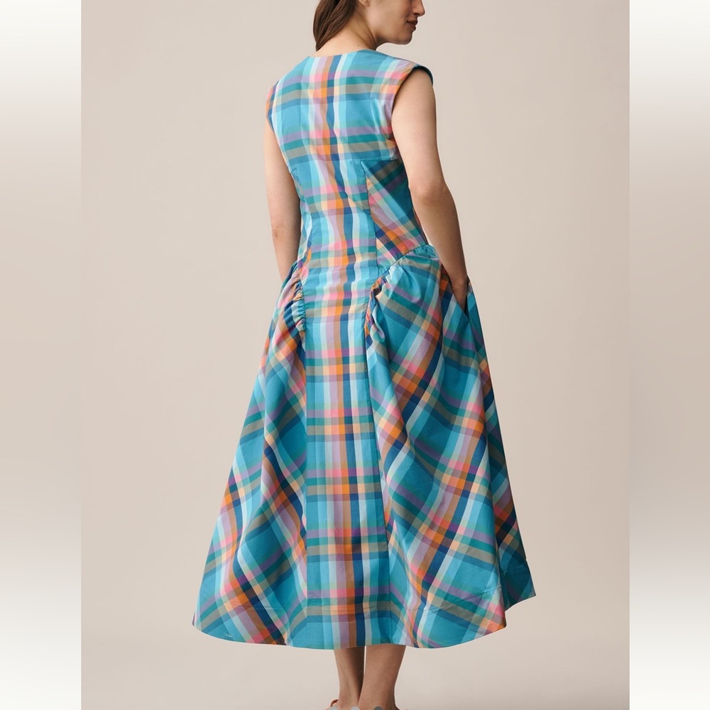 Plaid V-Neck Midi Dress - Picture 3 of 15